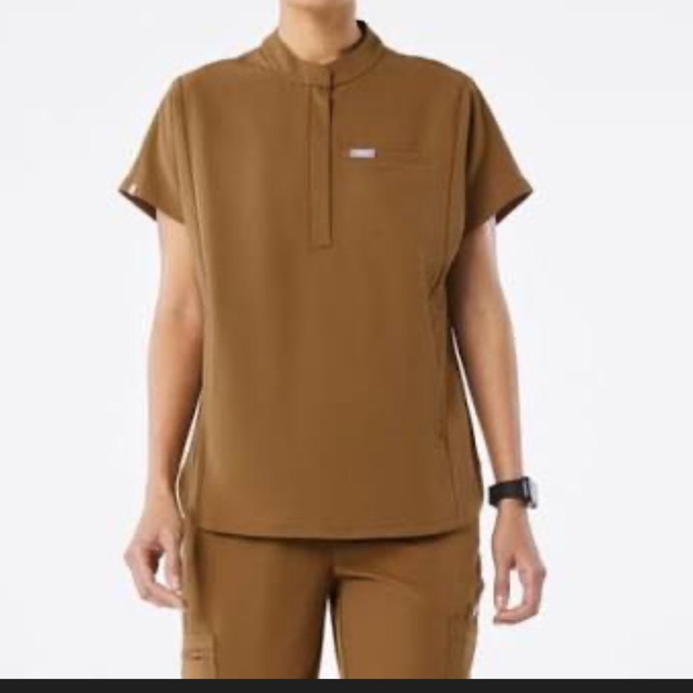 Figs Women's Short Sleeve Medical Top in Brown